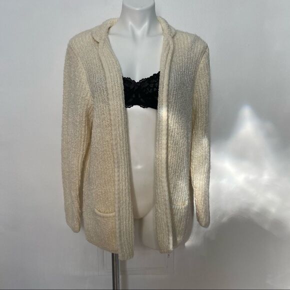 Sideffects California Ivory vintage Open Texture Long Cardigan - Picture 6 of 9